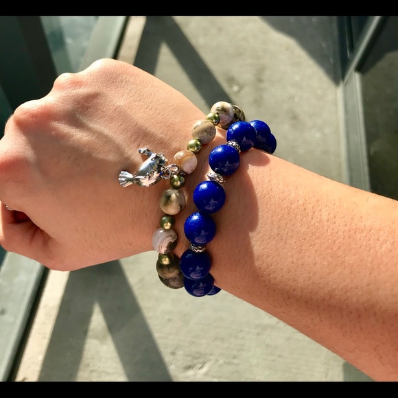 Blue and jasper bracelets - Picture 4 of 4